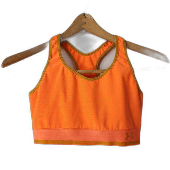 Under Armour Women's Neon Orange Compression Sports Bra, Size Medium - Running - Picture 1 of 7